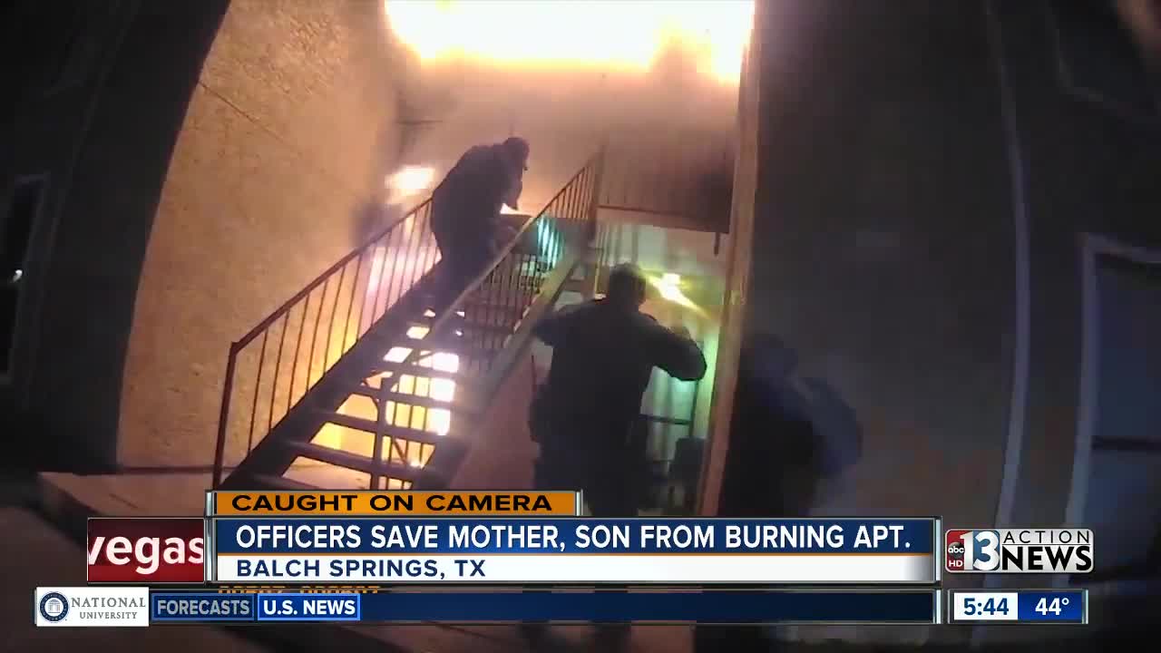 Texas cops save woman, son from fire