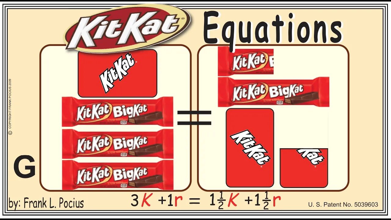 VISUAL KITKAT BIG 3K+1r=1.5K+1.5r EQUATION _ SOLVING BASIC EQUATIONS _ SOLVING BASIC WORD PROBLEMS