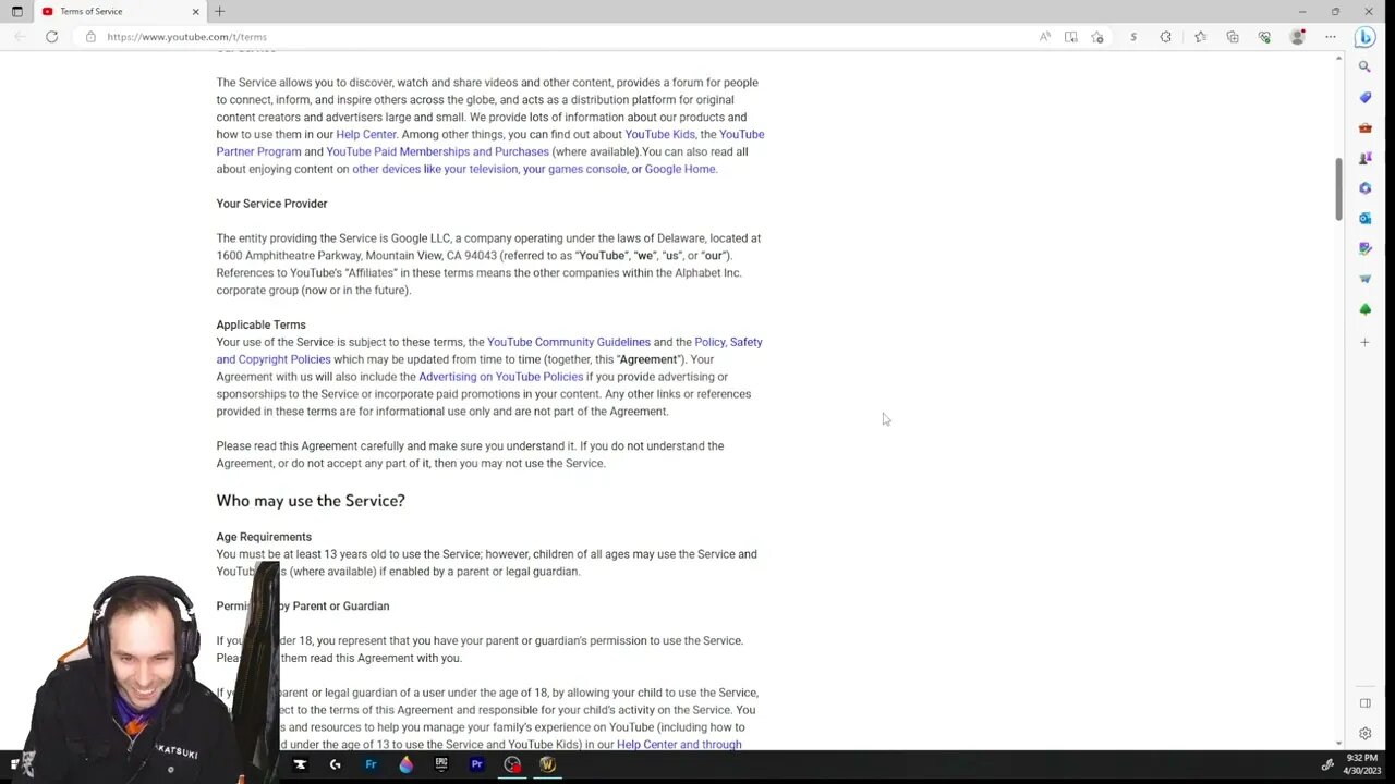 Reading Youtube's Community guidelines out loud 4/30/2023