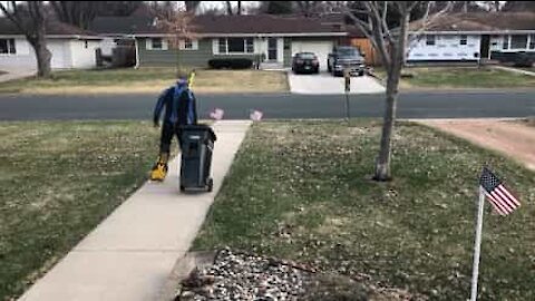 Diver takes out the trash during quarantine