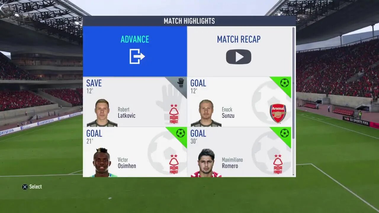 Nottingham Forest S:10 2027-2028 EPL Match 6 VS Arsenal (4-1-0)