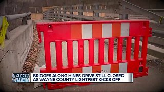 Bridge along Hines Drive still closed as Wayne county lightfest kicks off