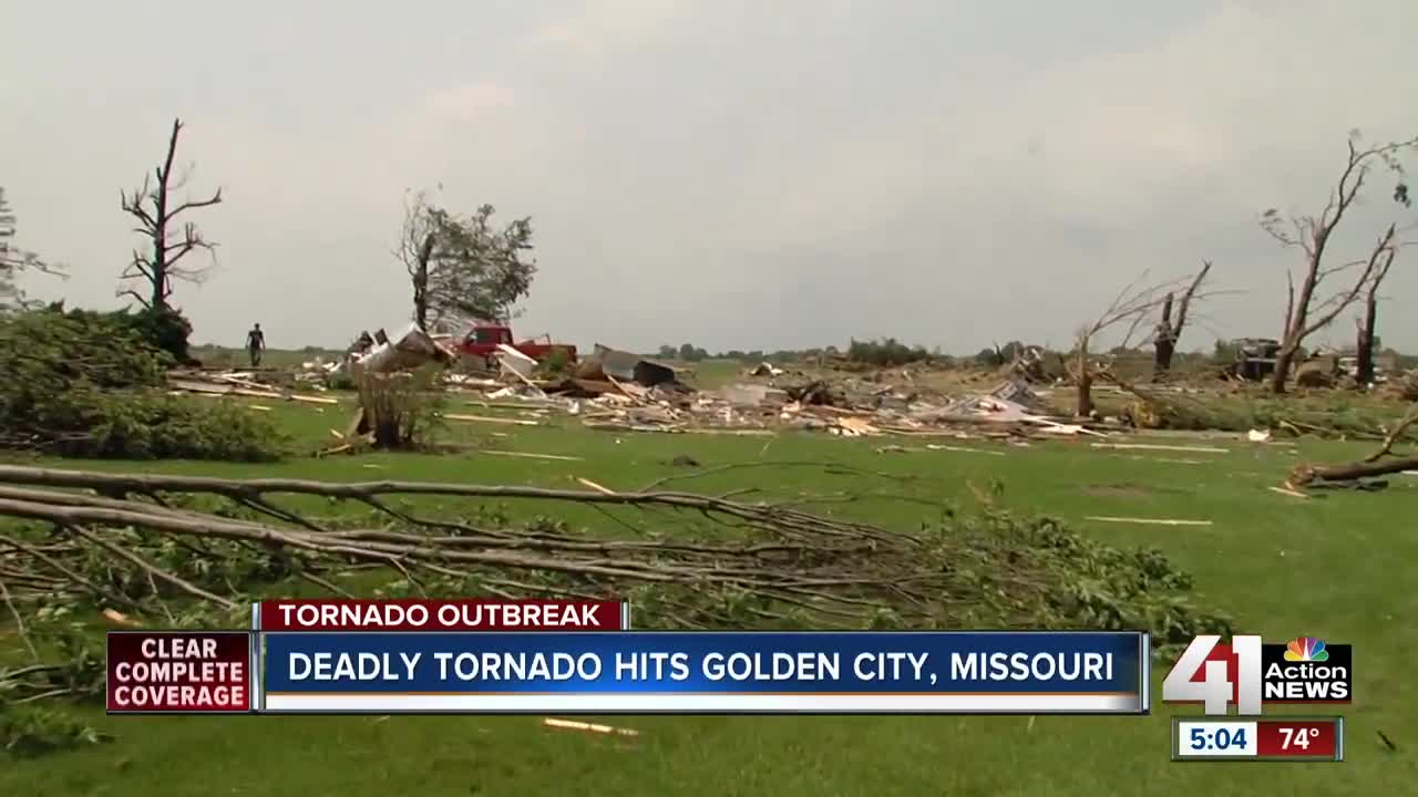 Storm levels farms in Golden City, Missouri