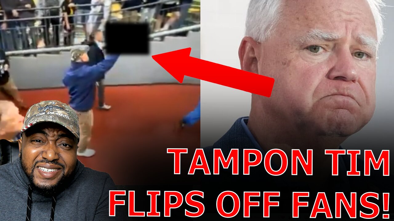 Tampon Tim Walz TRIGGERED INTO FLIPPED OFF Fans SHOUTING 'TRUMP 2024' As He GETS BOOED OFF THE Field