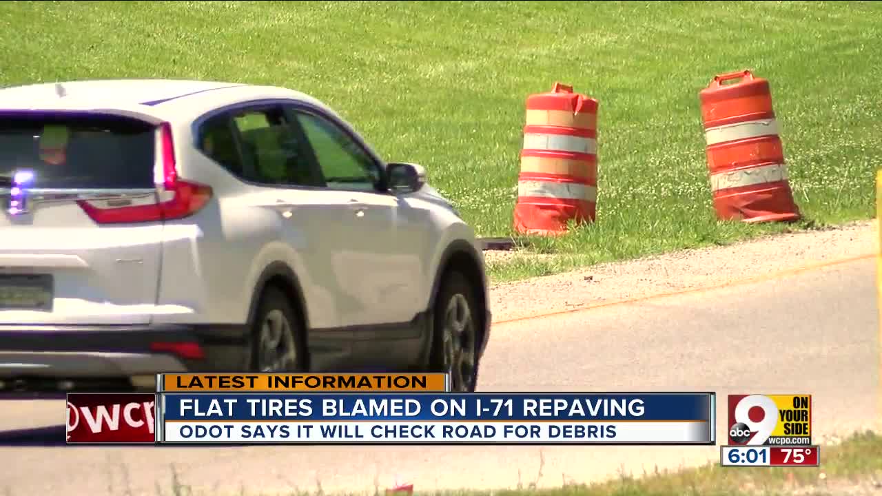 Flat tires spike during repaving on Interstate 71