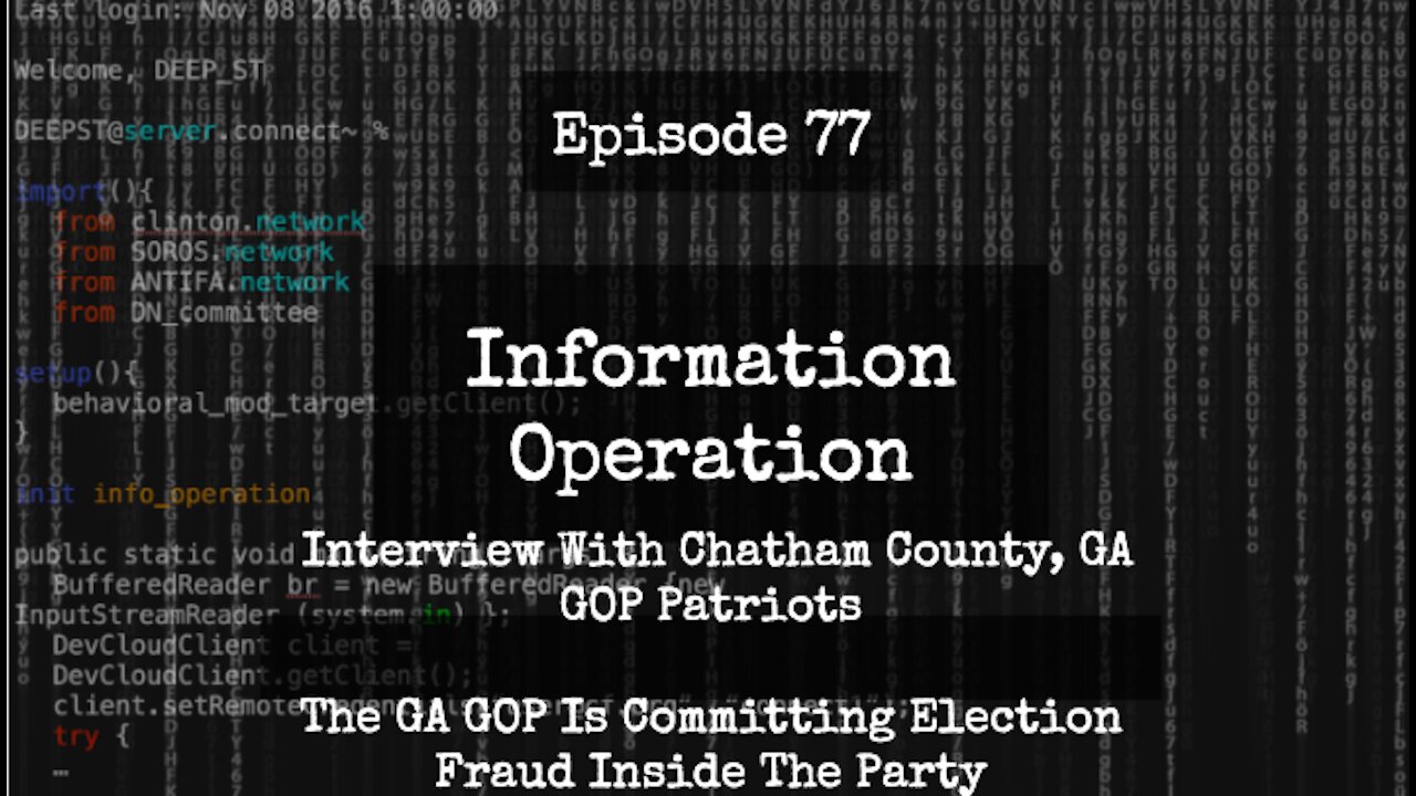 IO Episode 77 - Chatham County, GA Patriots Say GA GOP Is Committing Election Fraud Inside The Party