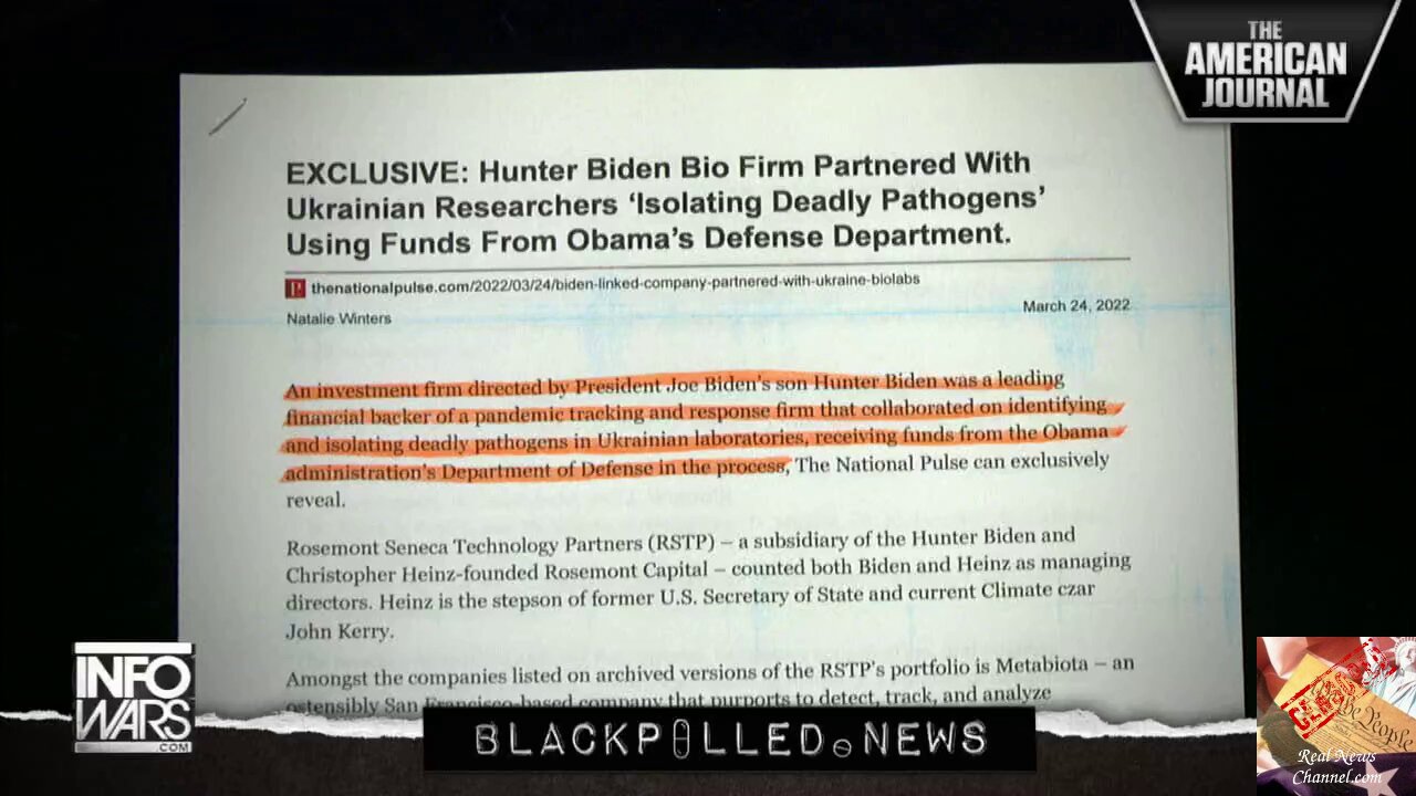 Hunter Biden Firm Linked To Ukrainian Bio-Weapon Labs