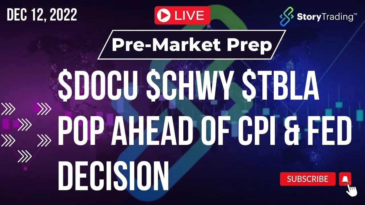 12/12/22 PreMarket Prep: $DOCU $CHWY $TBLA Pop Ahead of CPI & Fed Decision