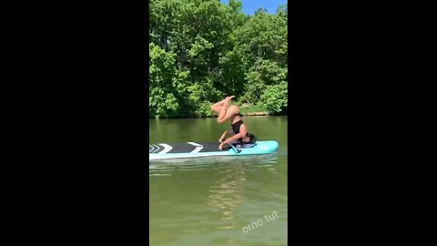 Sexy yoga on a paddleboard fail