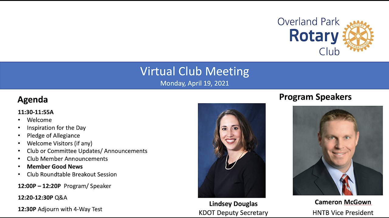 Overland Park Rotary Club Virtual Meeting 04192021 US 69 Hwy Expansion