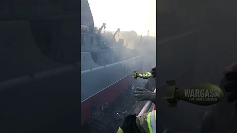 Damaged Russian ship after Ukrainian strikes on Crimea