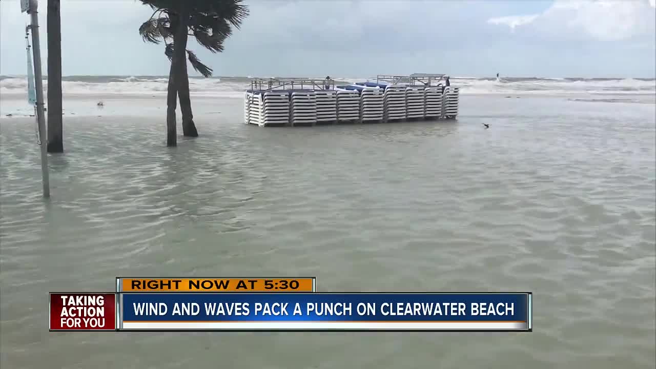 Clearwater Beach submerged during Friday's high tide