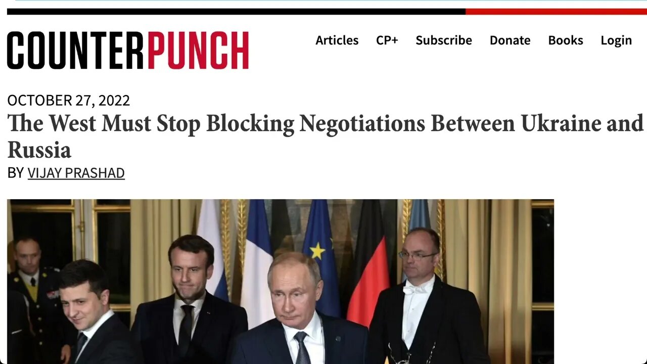 🟨 [誰不希望戰爭停止？] 西方必須停止阻撓烏克蘭和俄羅斯之間的談判