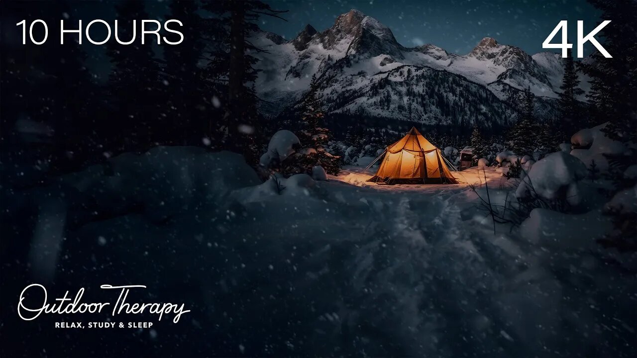 Enchanting Winter Tent Camping in the Mountains | Howling Wind & Blowing Snow Ambience | 10 Hours