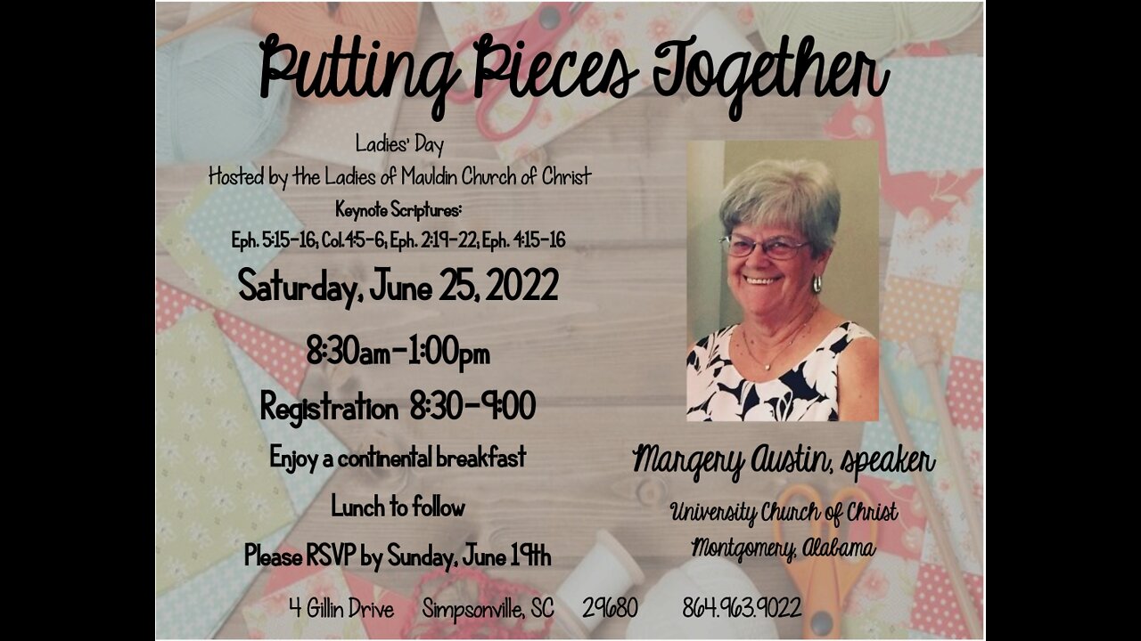 Ladies Day 06/25/2022 2 Fitting Pieces Together-Margery Austin