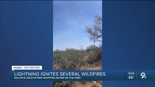 Crews battling brush fires near Pusch Ridge, Tortolita Mountains