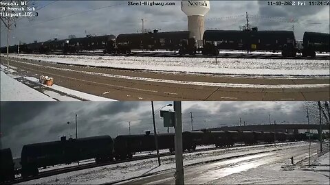 CP Leading an WB Tank Cars at Neenah, WI on November 18, 2022