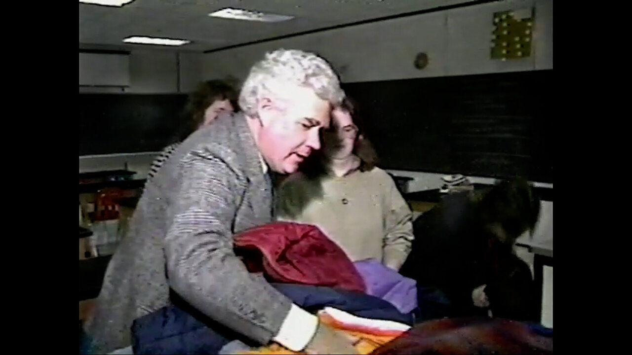 Circa 1988 - WTHR's Bob Gregory Collects 'Coats for Kids' at Carmel School