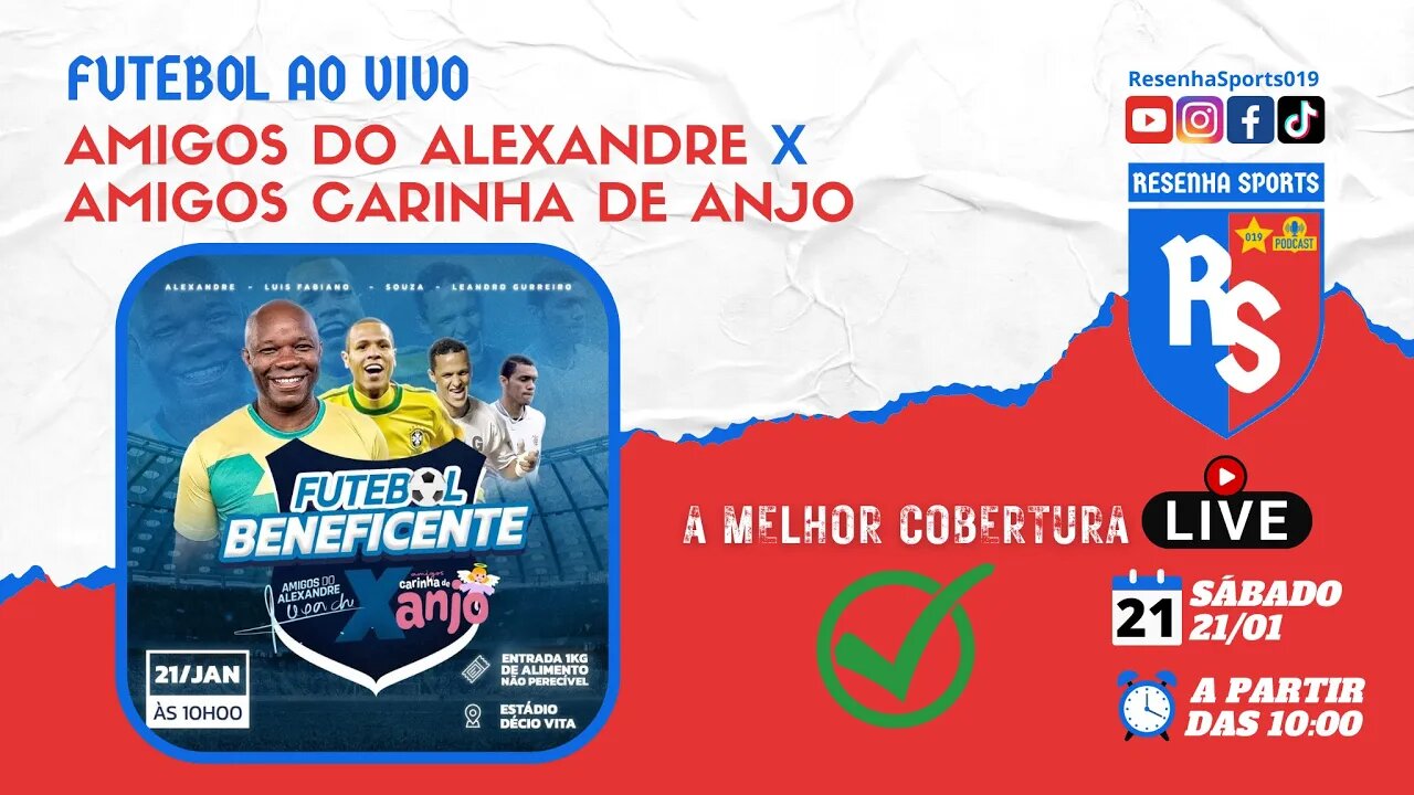 FUTEBOL AO VIVO | AMIGOS DO ALEXANDRE x AMIGOS CARINHA DE ANJO | FUTEBOL BENEFICIENTE