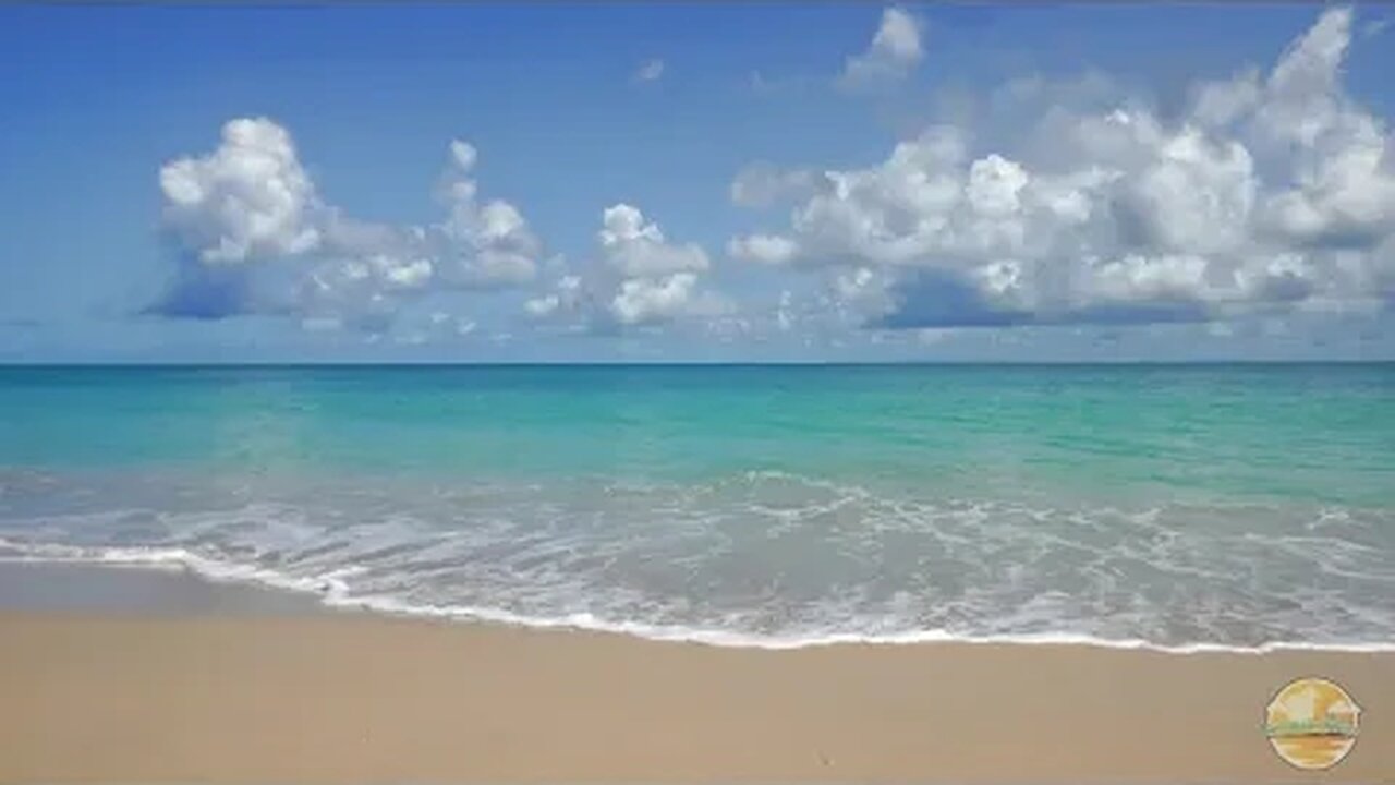 Beautiful sunny day at the beach . Enjoy the sounds of the ocean waves - Nature ASMR