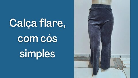 Calça flare sem molde com cós muito fácil de fazer