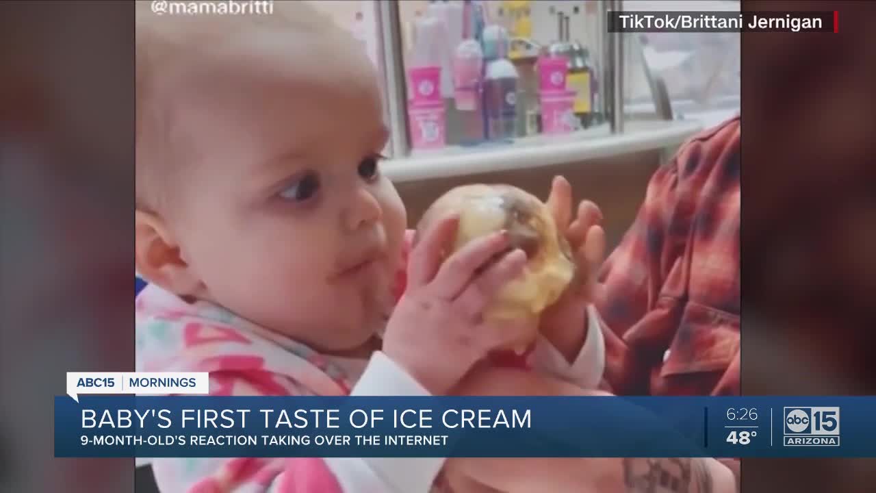 Baby's first taste of ice cream