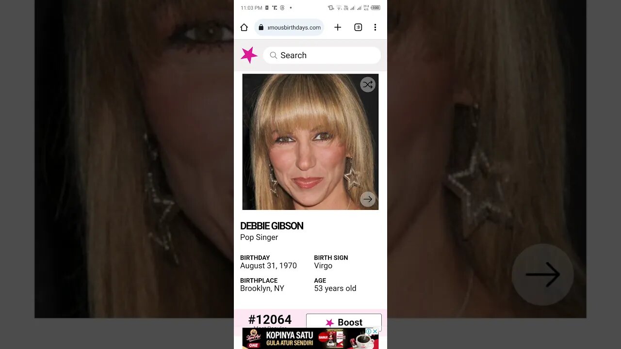 HAPPY 53 BIRTHDAY DEBBIE GIBSON Pop Singer