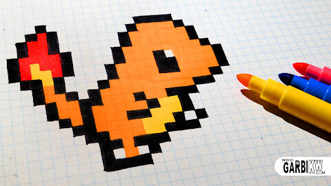 how to Draw Kawaii Charmander - Hello Pixel Art