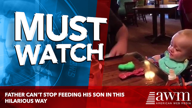 Father Can't Stop Feeding His Son In This Hilarious Way