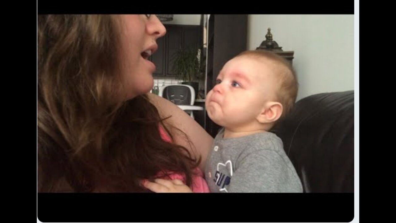 Cute Baby gets super emotional when mom sing opera!