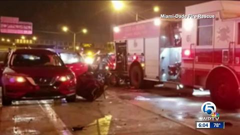 Firefighters hurt in fatal I-95 crash in Miami