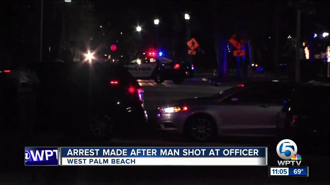 Arrest made after man shot at officer