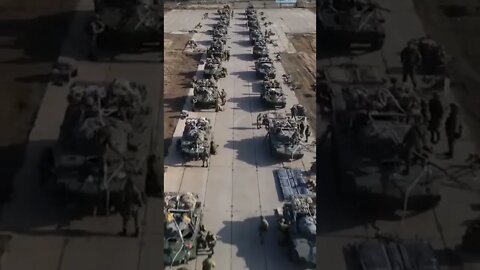 Drone video of Russian troops on standby