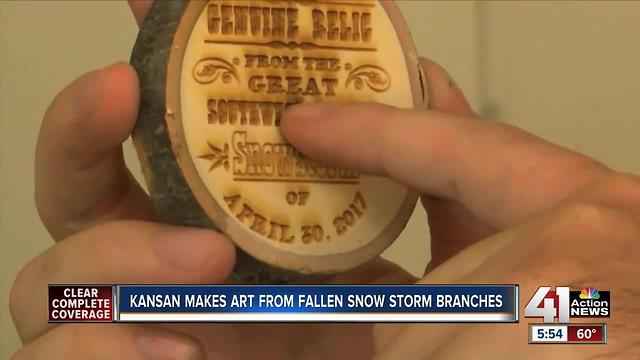 Kansan makes art from fallen snowstorm branches