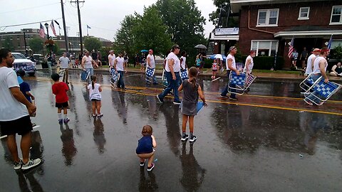 HUMC Precision Lawn Chair Drill Team marching in the Fort Thomas Independence Day Parade, 2024