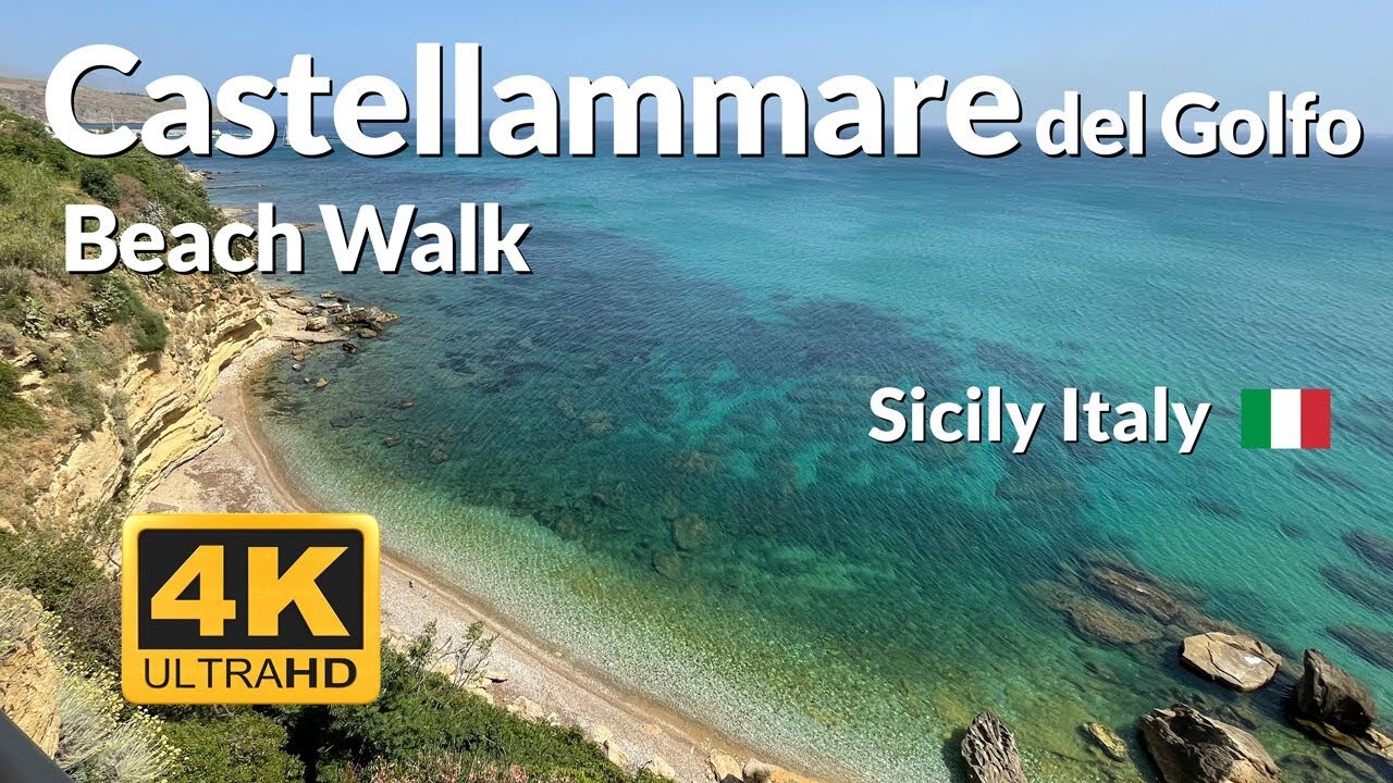 Castellammare del Golfo Beach Walk 4k Walking Tour Spiaggia Plaja Sicily Italy