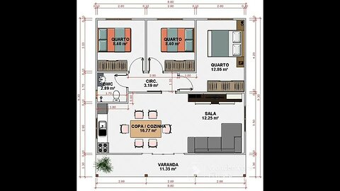 planta baixa 9,30x8,80 / com 3 quartos