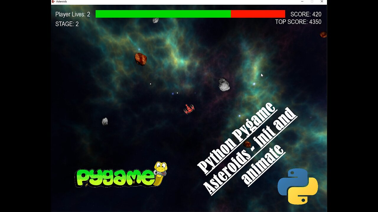 Asteroids - 07 - Adding Asteroid Class Init Method | Python | Pygame | Walkthrough | Coding