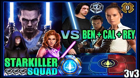 [3v3] REY + BEN + CAL DATACRON COUNTER w/STARKILLER SQUAD - SWGOH/GAC