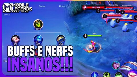 BUFF INSANO NA NANA, NOVO ITEM, BUFF NA RAFAELA, NERF FANNY E MAIS | PACH NOTES SA | MLBB