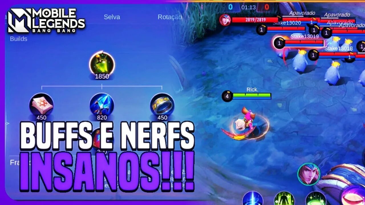 BUFF INSANO NA NANA, NOVO ITEM, BUFF NA RAFAELA, NERF FANNY E MAIS | PACH NOTES SA | MLBB