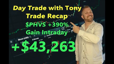 Day Trade With Tony Day Trade Recap $PHVS +390% Gain Intraday +$43,263 Profit Day