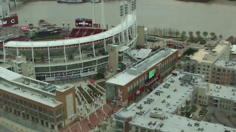 Time-lapse: Sun rises (and snow falls) over Great American Ball Park on