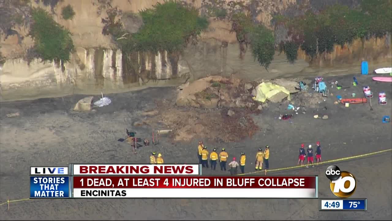 One dead, several hurt after cliff collapse in Encinitas