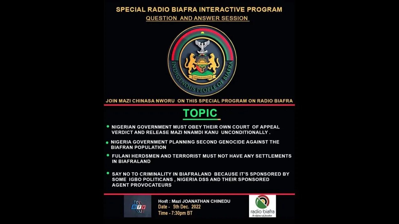 Special Radio Biafra interactive program