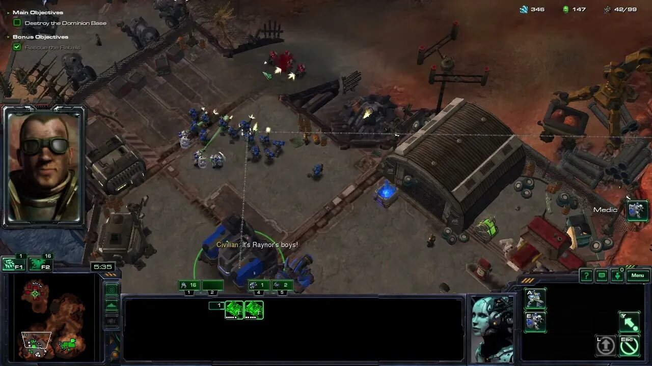 StarCraft 2: Wings Of Liberty; hard POTATO gameplay; The Outlaws, 2nd try, for achievement, & fail.