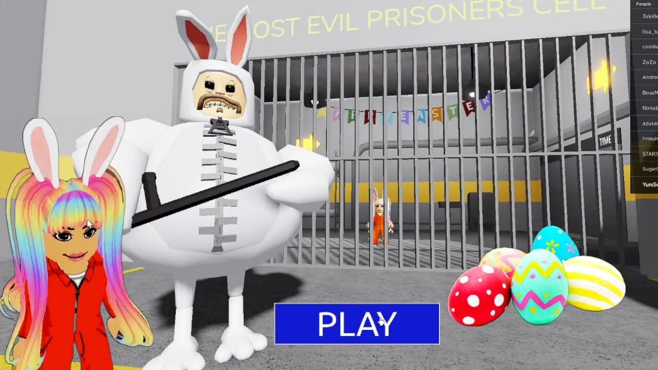 Easter Bunny Goes to BARRY'S PRISON! ARRESTED WITH GIANT EGGS! #gaming #robloxobby #obby