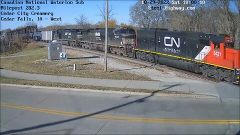 CN SD60 Leading EB U706 Ethanol in Iowa Falls and Cedar Falls, IA on October 29, 2022