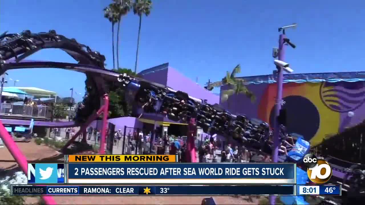 2 passengers freed after SeaWorld ride gets stuck