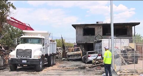 North Las Vegas firefighters battle early morning fire caused by fireworks